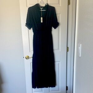 Max Studio Black Lace-Trim Maxi Dress